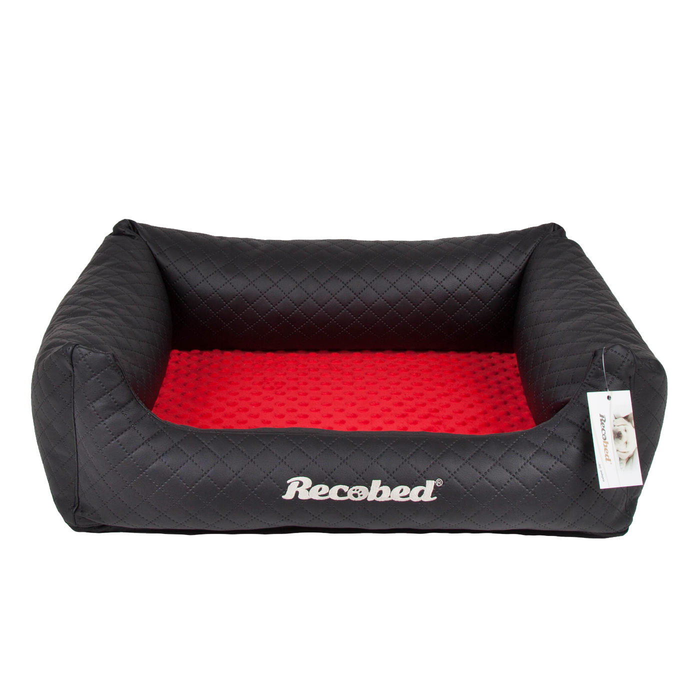 Kanapa dla psa Lincoln ekoskóra pik czarny&czerwony