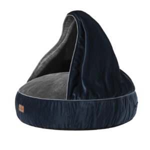 Pufa dla psa z kocykiem Welurowe szary/granat