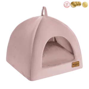 domek dla psa budka welurowa rozowa