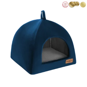 granatowa niebieska budka dla psa