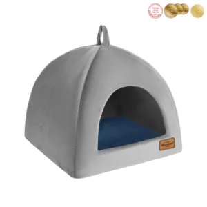 budka dla psa welurowa szara