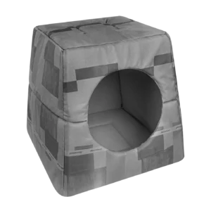 szara budka otwierana dla psa