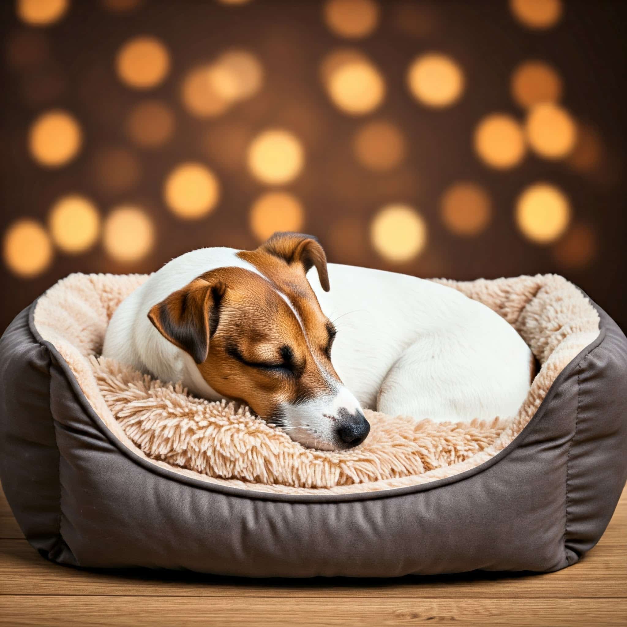 piesek odpoczywajacy w legowisku dla psa